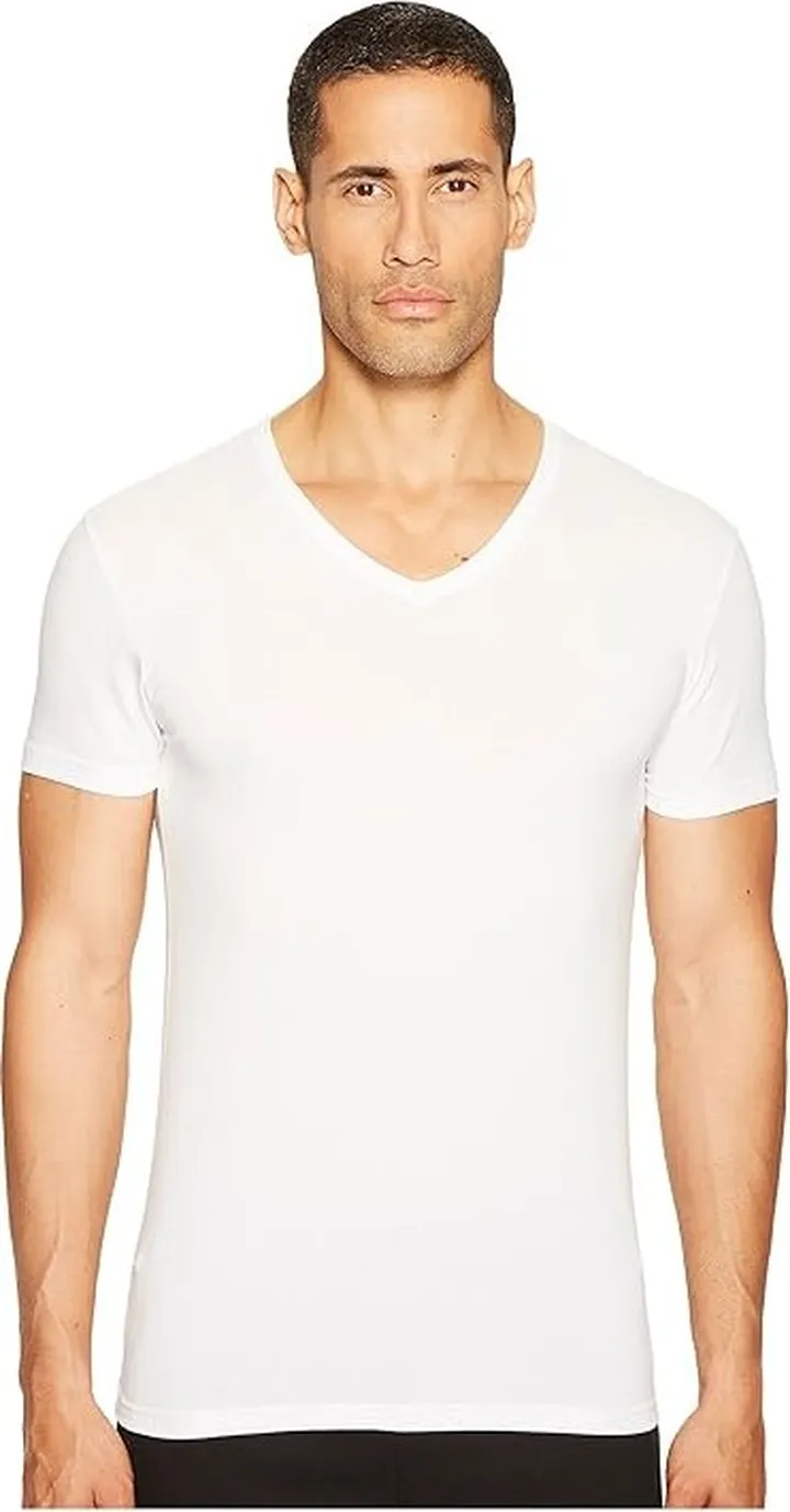 Emporio Armani Stretch Cotton V-Neck Tee (White) Men's Underwear
