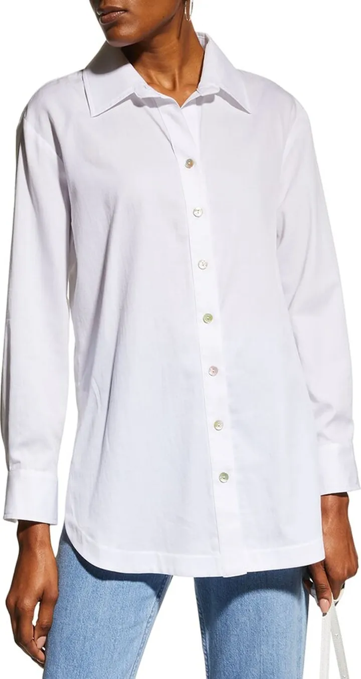 Solid Cotton Lawn Boyfriend Shirt