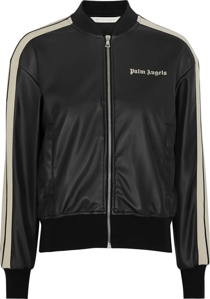 Palm Angels Faux Leather Bomber Jacket