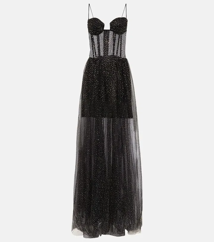 Embellished tulle gown