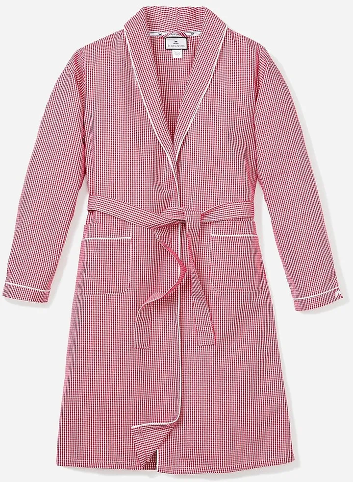 Petite Plume™ men's robe in mini gingham