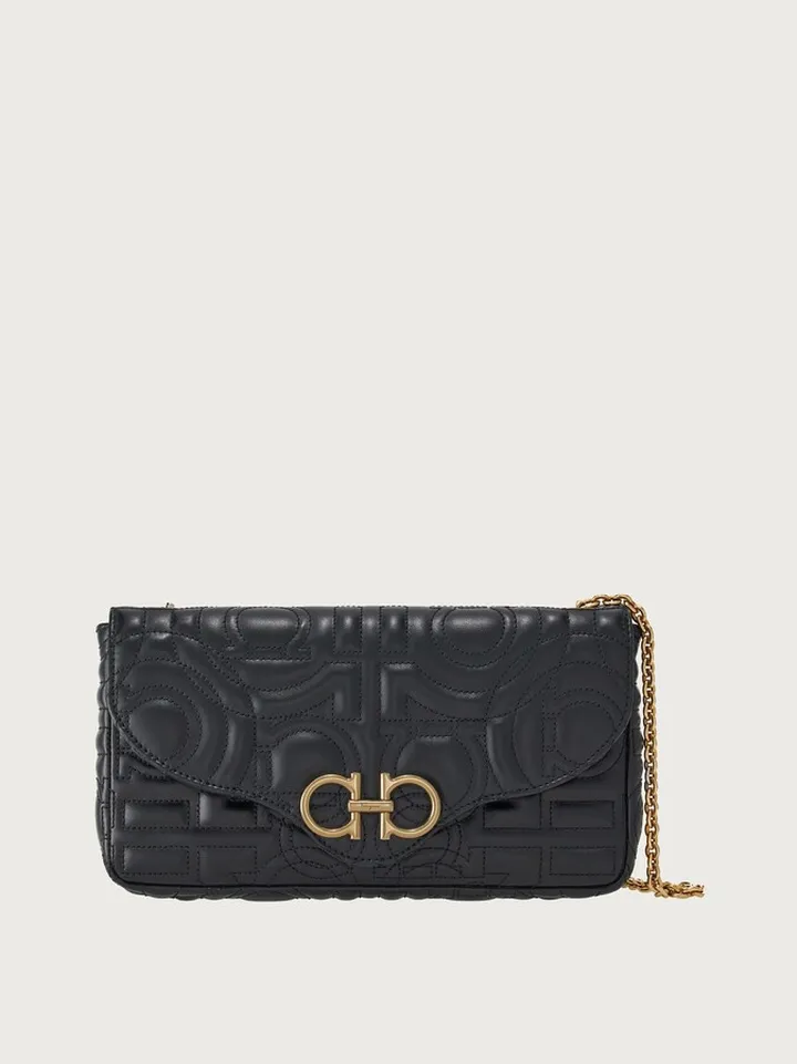 Ferragamo Women Quilted Gancini mini bag Black