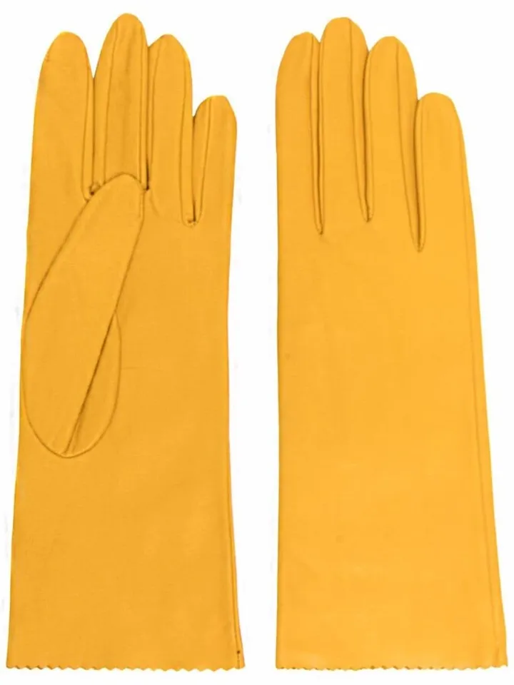 Zig-Zag Edge Leather Gloves