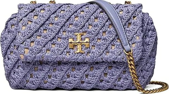 Tory Burch Kira Crochet Small Convertible Shoulder Bag (Dark Lotus) Handbags
