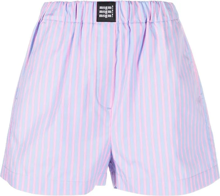 Stripe-Pattern Cotton Shorts