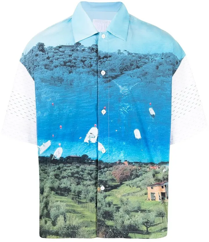 MR. TRIANGLE landscape print T-shirt