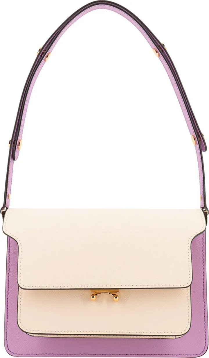 Leather shoulder bag with bellows detail