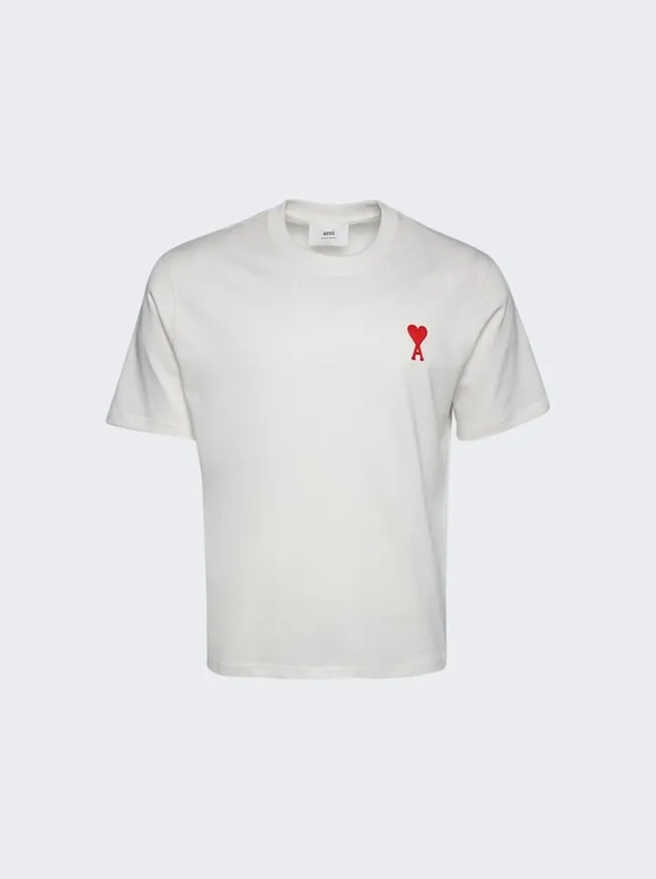 Tonal AMI De Coeur T-shirt Natural White and Red