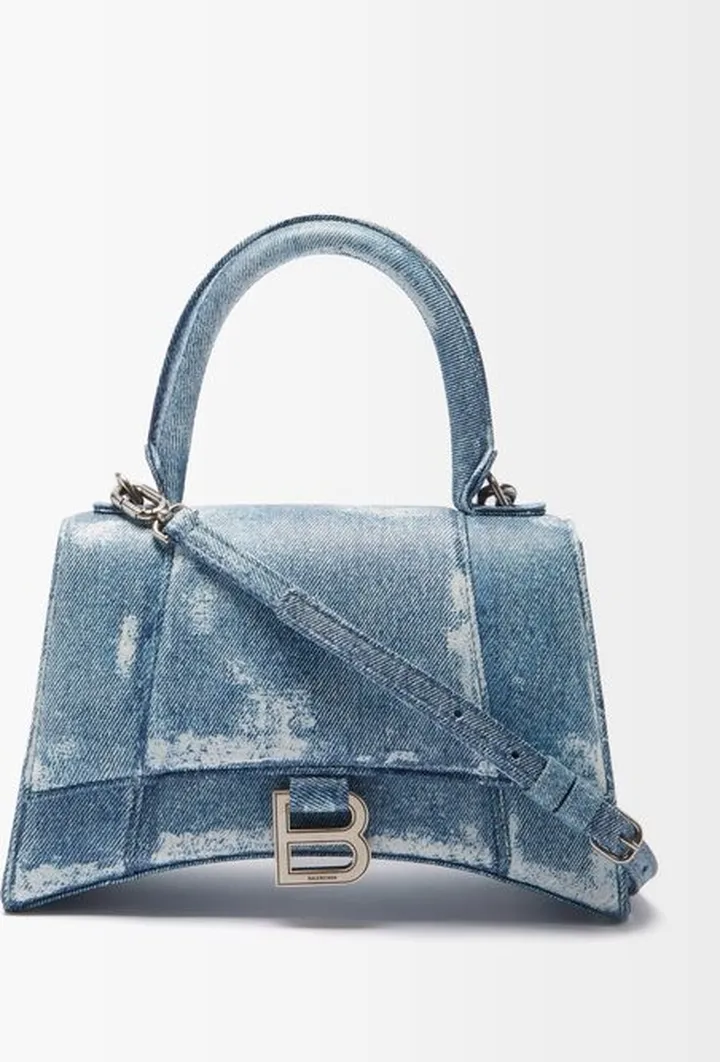 Hourglass Denim-print Leather Bag