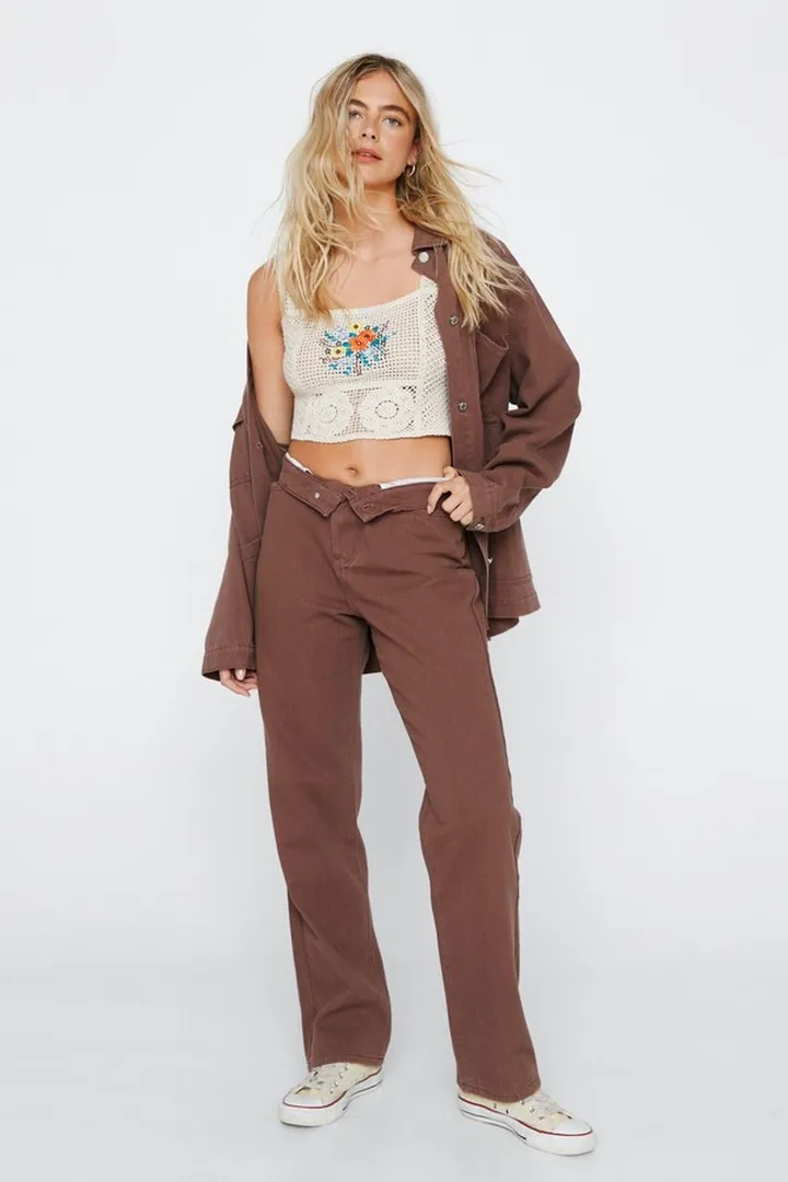 Nasty Gal Womens Baggy Boyfriend Fit Denim Jeans