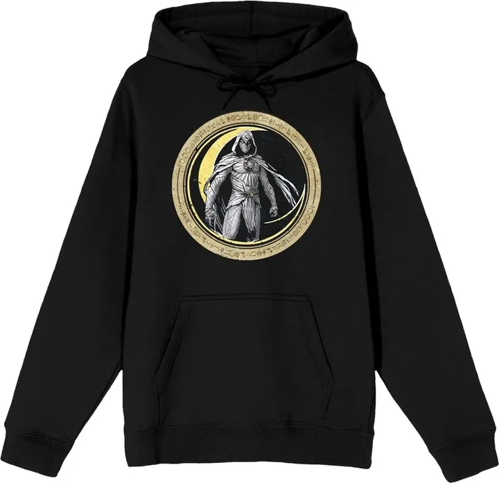 Moon Knight Marc Spector Circle Frame with Cape and Hood Men’s Black Hoodie-3XL