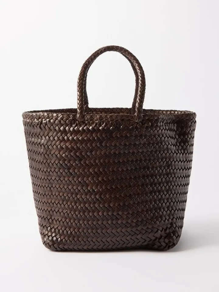 Grace Small Woven-leather Basket Bag