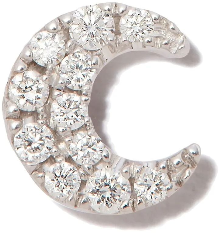 18kt White Gold Moon Diamond Stud Earring