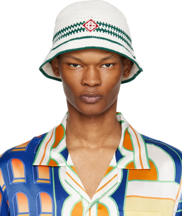 Casablanca Green & White Tennis Bucket Hat
