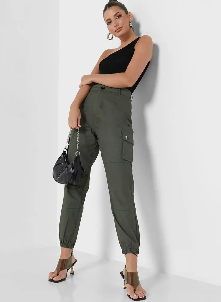 Pocket Detail High Waist Pants