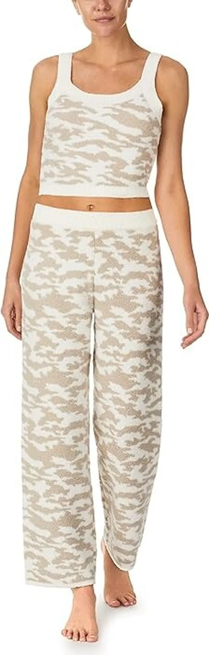 Sanctuary Crop Cami Long Pants PJ Set (Stone Camo) Women's Pajama Sets