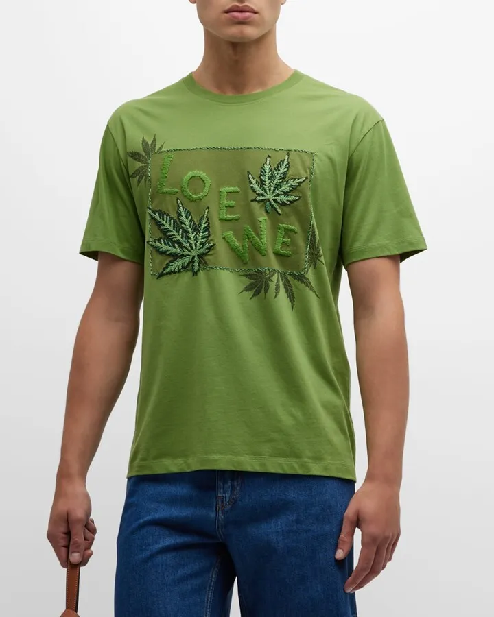 Men's Leaf Embroidered T-Shirt