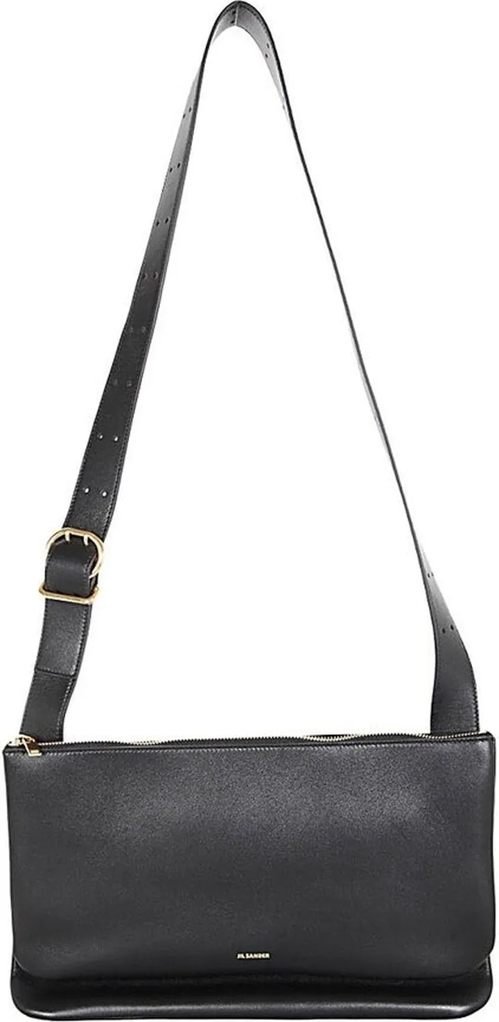 Jil Sander Logo Embossed Zipped Crossbody Bag