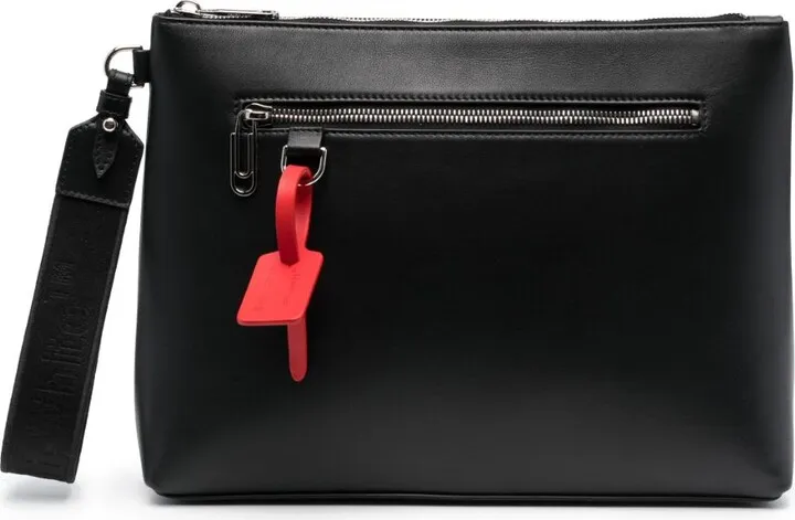 Logo-Stamp Leather Clutch Bag
