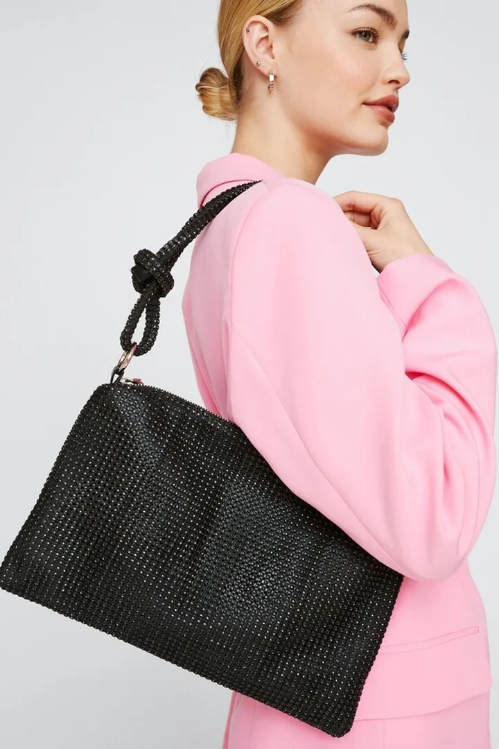 Nasty Gal Womens Diamante Embellished Shoulder Bag