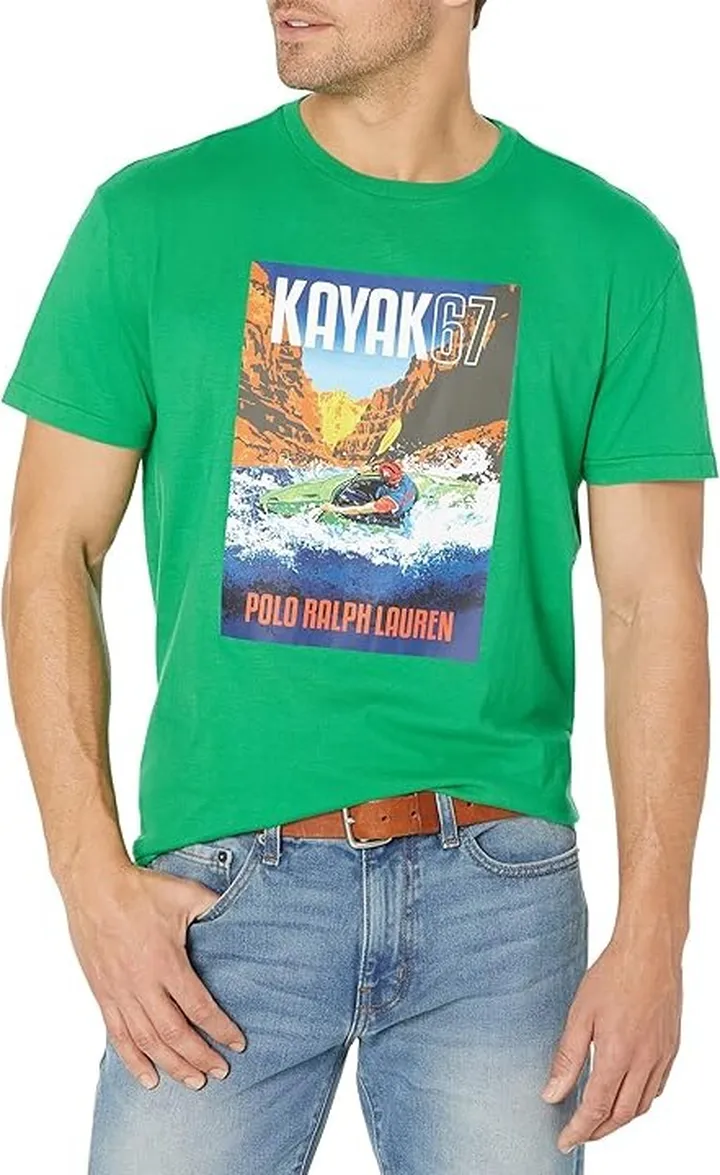Polo Ralph Lauren Classic Fit Jersey Crew Neck T-Shirt (Green) Men's Clothing