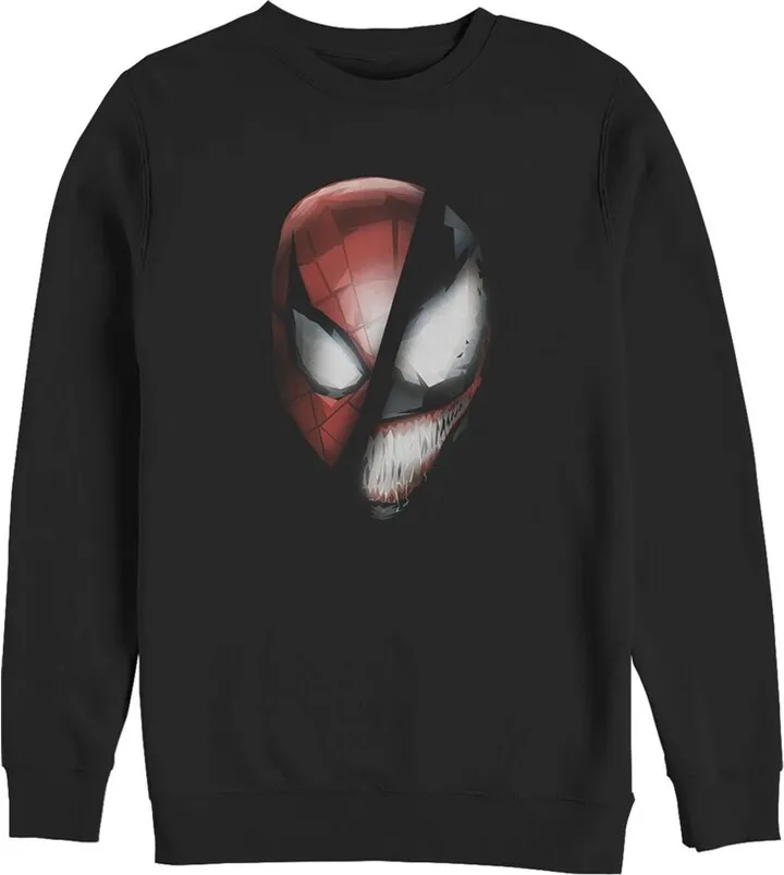 Men's Marvel Venom Becomes Spidey Mask Sweatshirt - Black - Medium