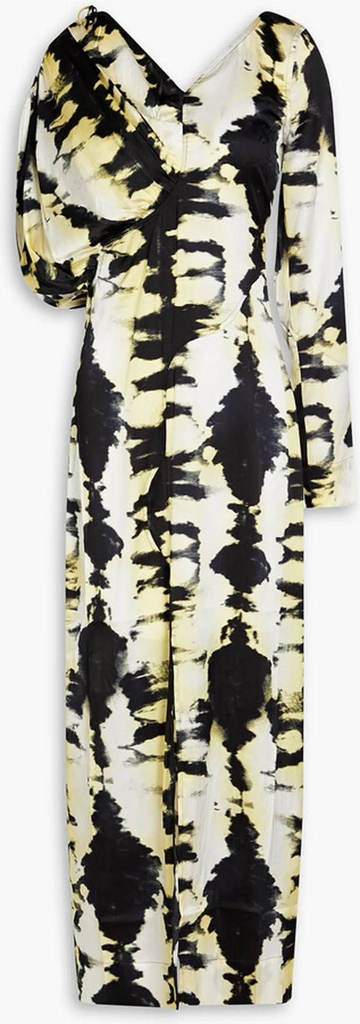 Tie-dyed stretch-silk satin midi dress