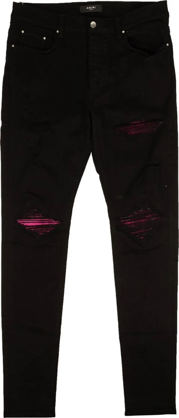 Black And Pink MX1 Cracked Distressed Jeans