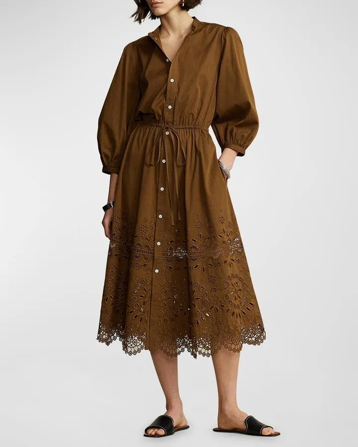 Eyelet-Embroidered Cotton Shirtdress