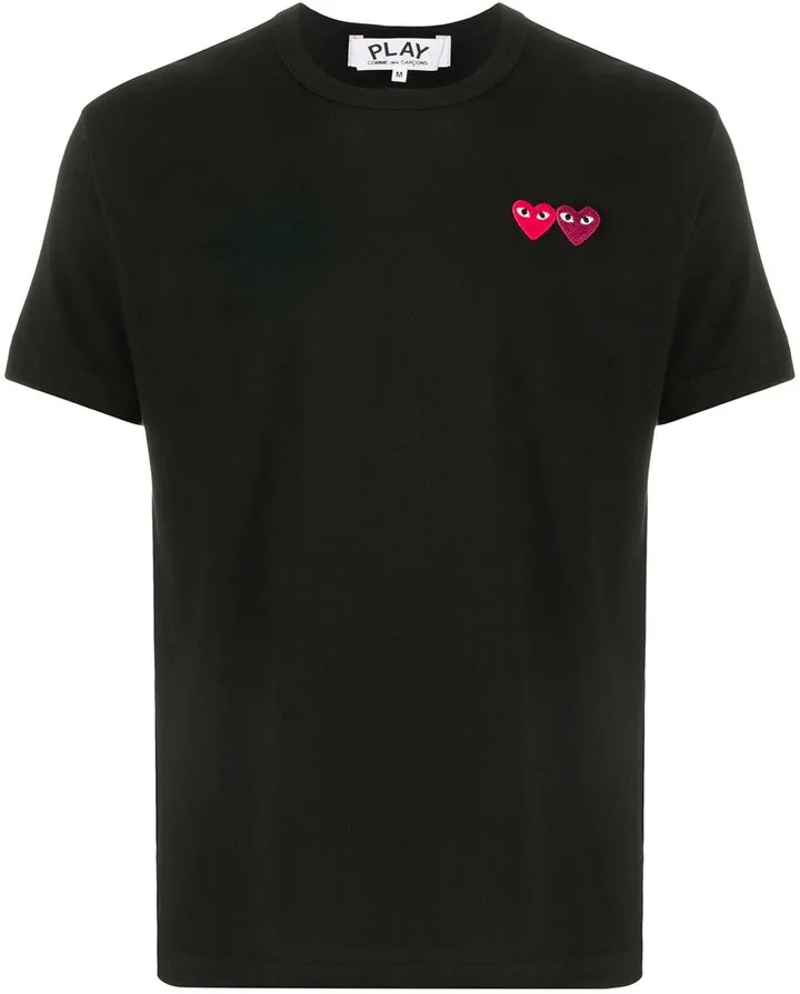 double heart patch short sleeve T-shirt