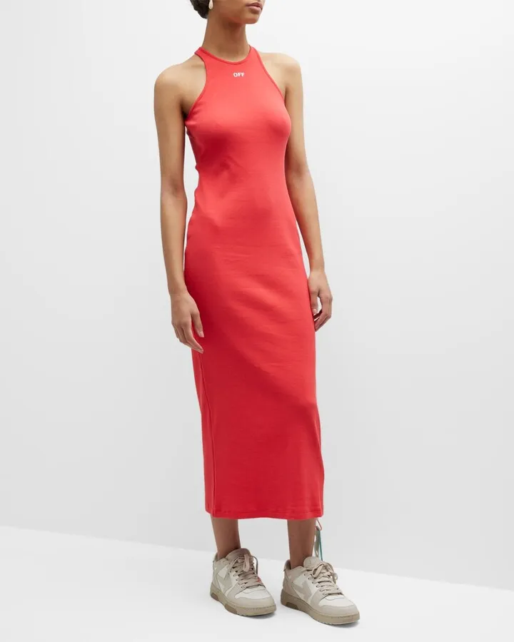 Off Stamp Rib Racerback Midi Tank Dress