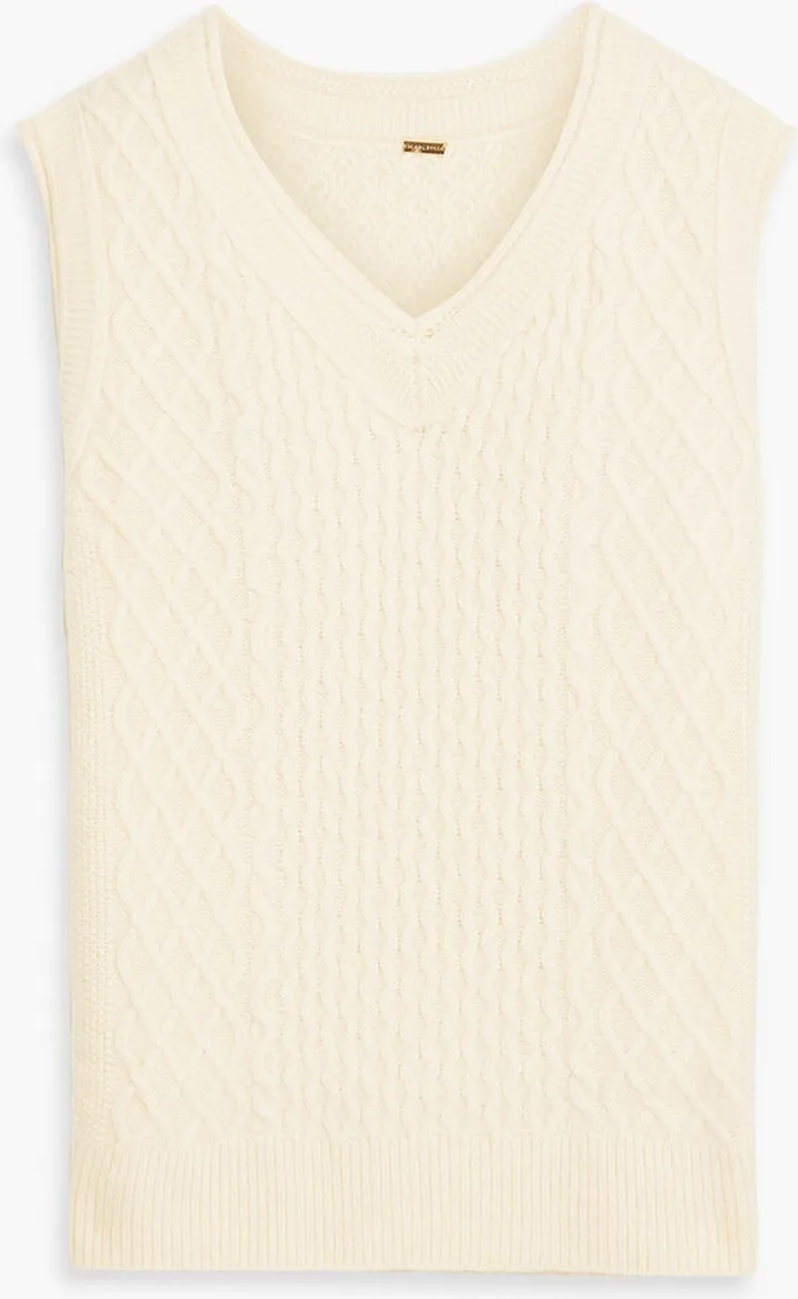 Brushed cable-knit cashmere and silk-blend vest