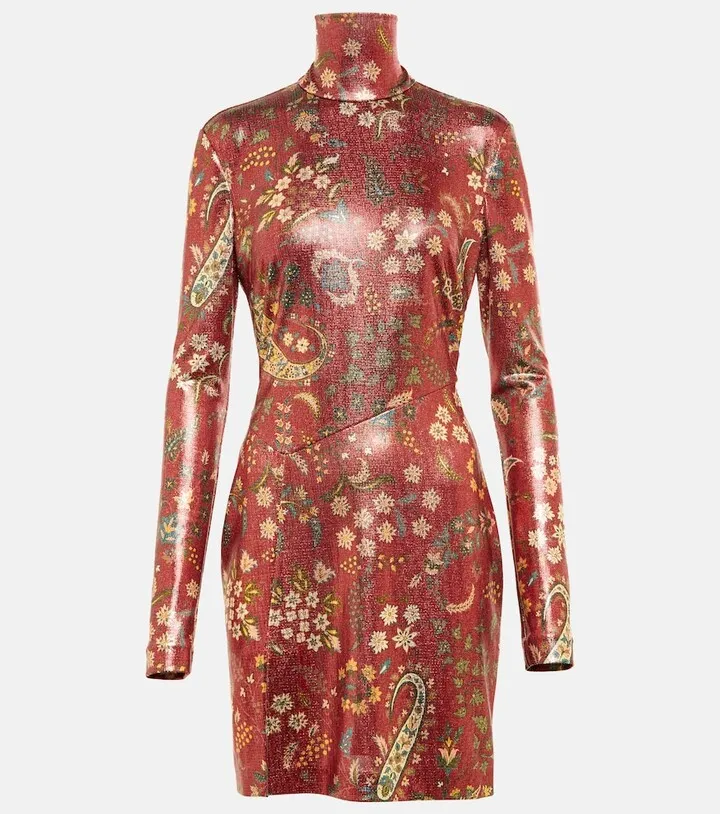 Paisley high neck minidress