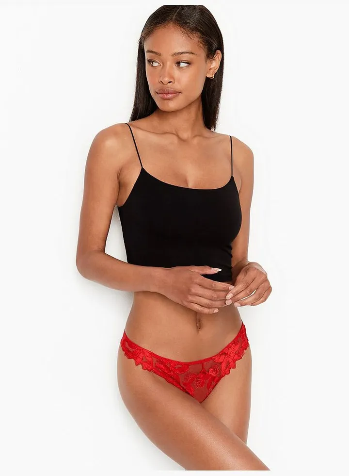 Floral Embroidered Thong Panty