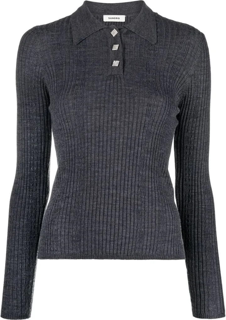 Rosseau ribbed-knit polo top