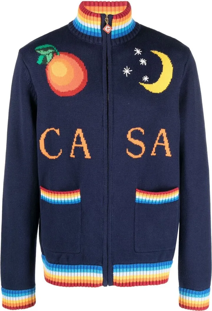 Navy Casa Club Zip-Up Sweater