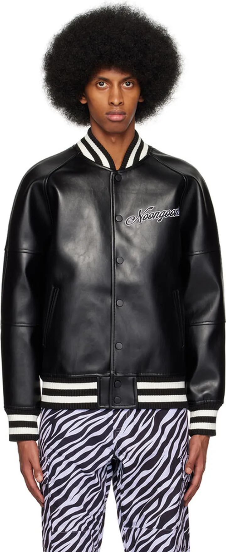 Noon Goons SSENSE Exclusive Black Sixth Sense Faux-Leather Bomber Jacket