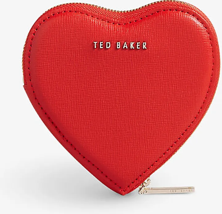 Womens Red Heartia Heart-shape Leather Coin Purse