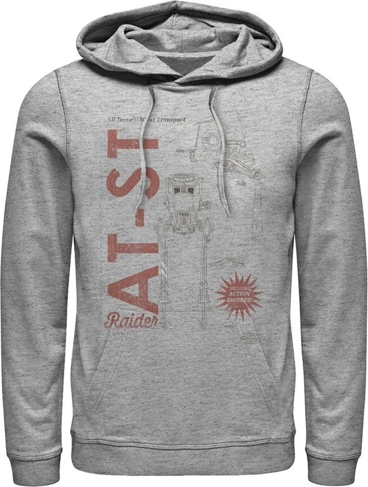 Men's Star Wars The Mandalorian AT-ST Action Figure Pull Over Hoodie - Athletic Heather - 2X Large