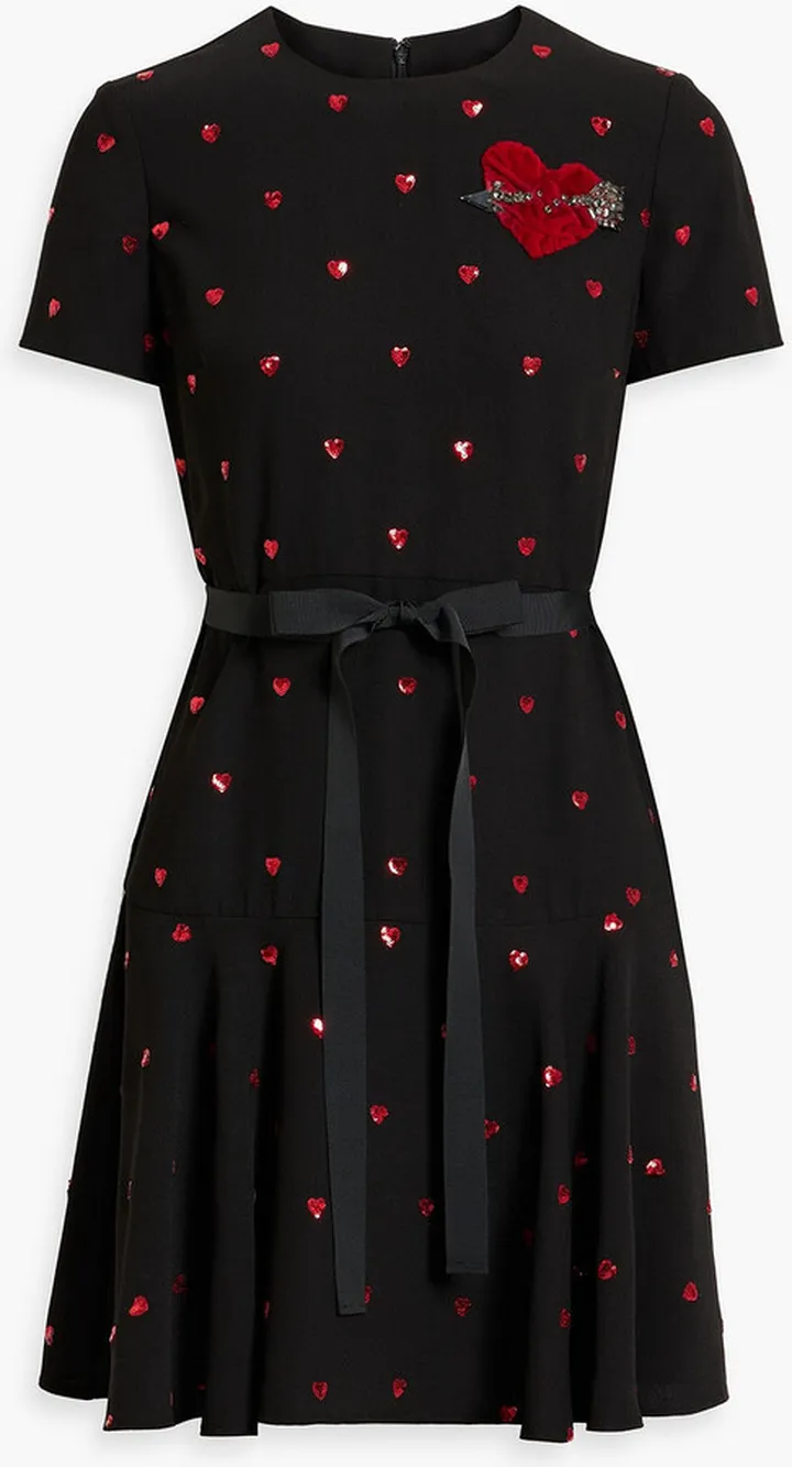 Embellished crepe mini dress