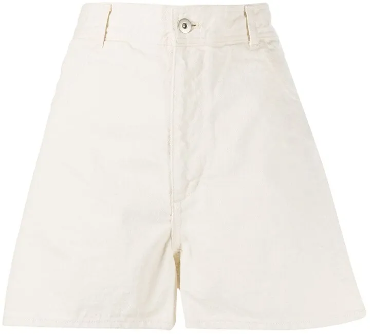 high-rise A-line denim shorts
