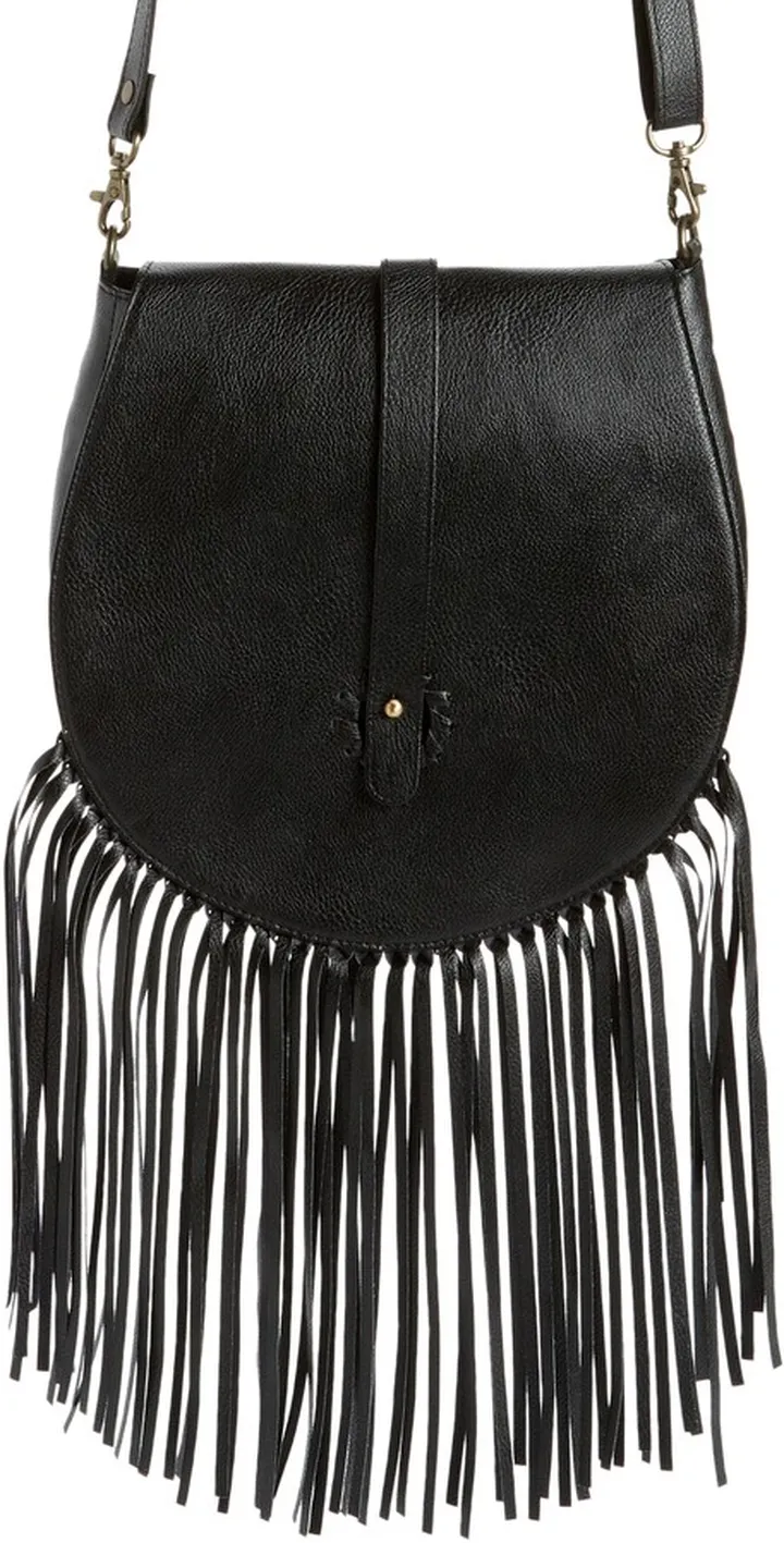 Fringe Faux Leather Saddle Crossbody Bag