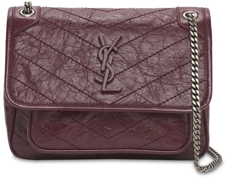 Niki Monogram Crinkled Leather Bag