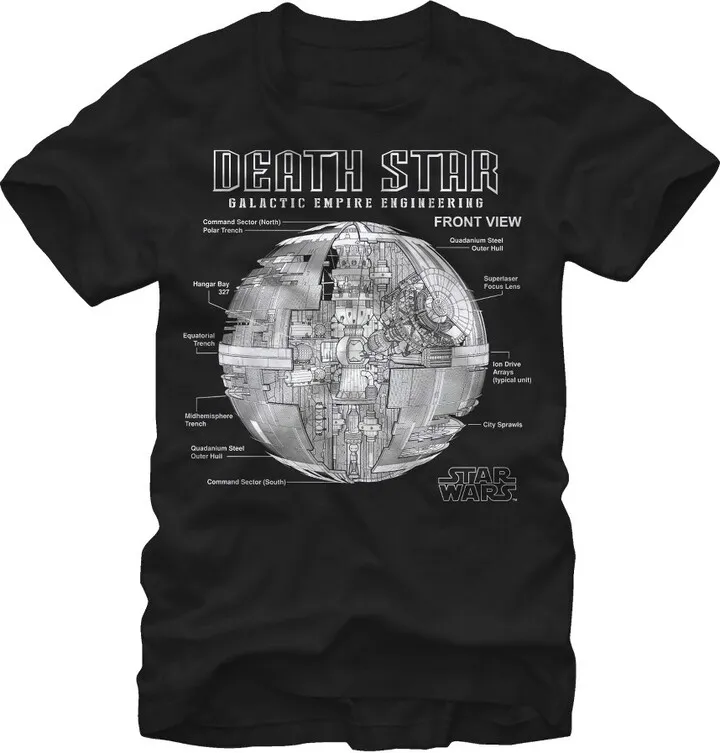 Men's Star Wars Death Star Galactic Empire Engineering T-Shirt - Black - Small