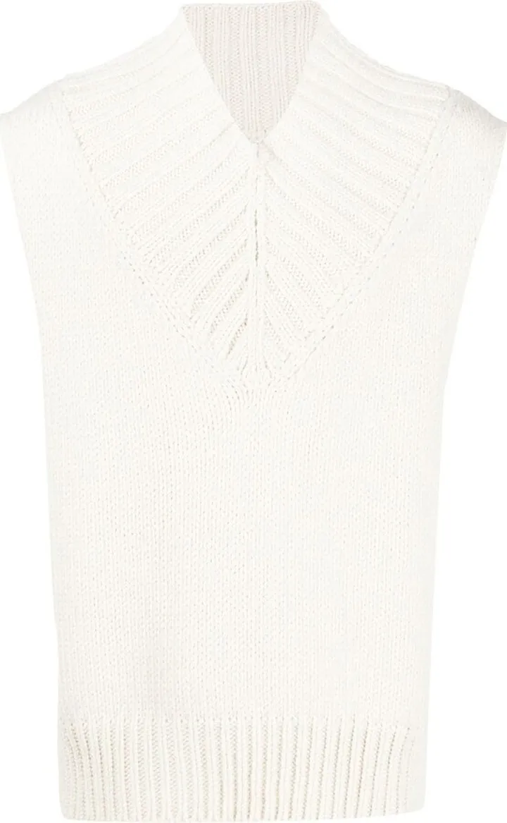 knitted V-neck vest