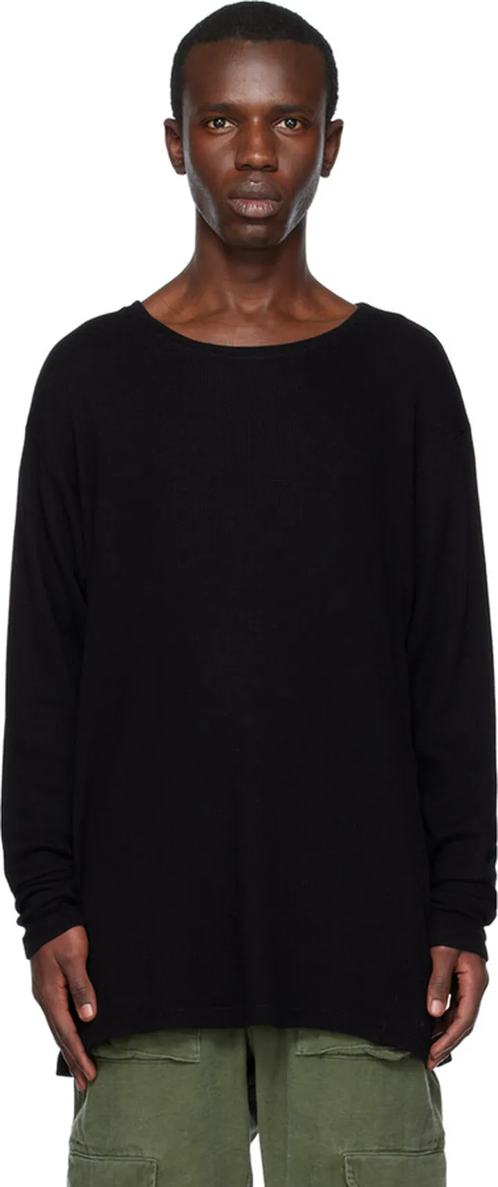 Greg Lauren Black Crewneck Long Sleeve T-Shirt