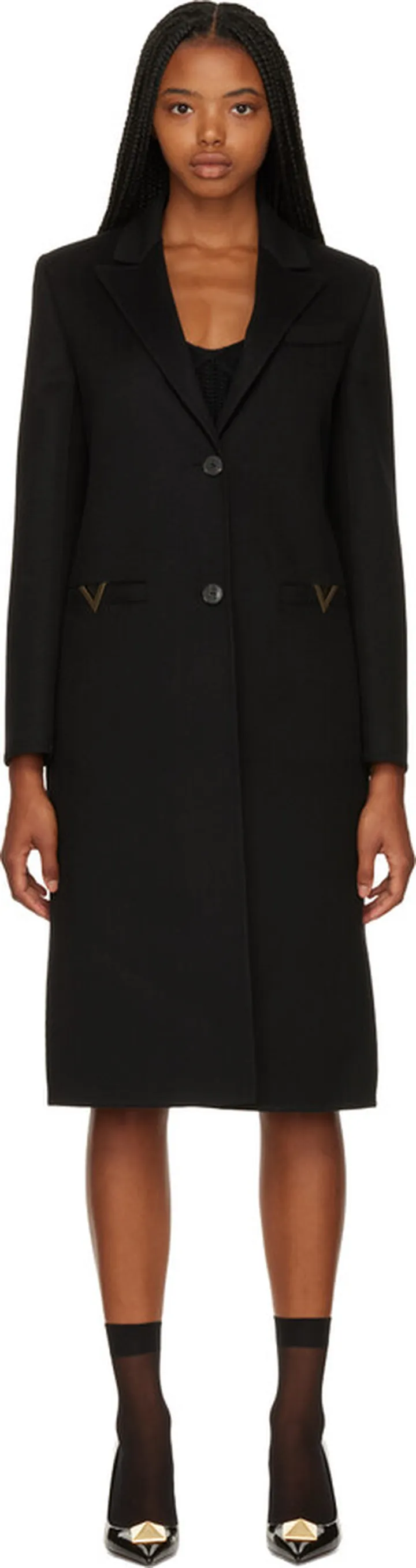 Valentino Black Button-Up Coat