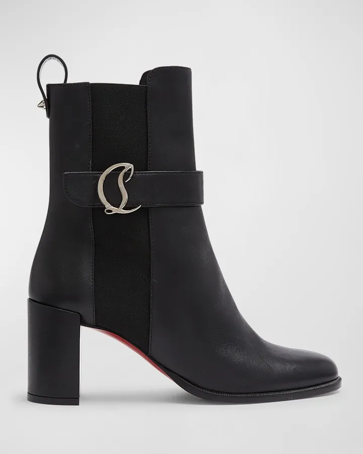 Leather Buckle Red Sole Booties