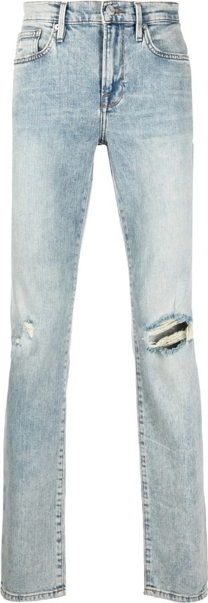 Distressed Slim-Cut Jeans