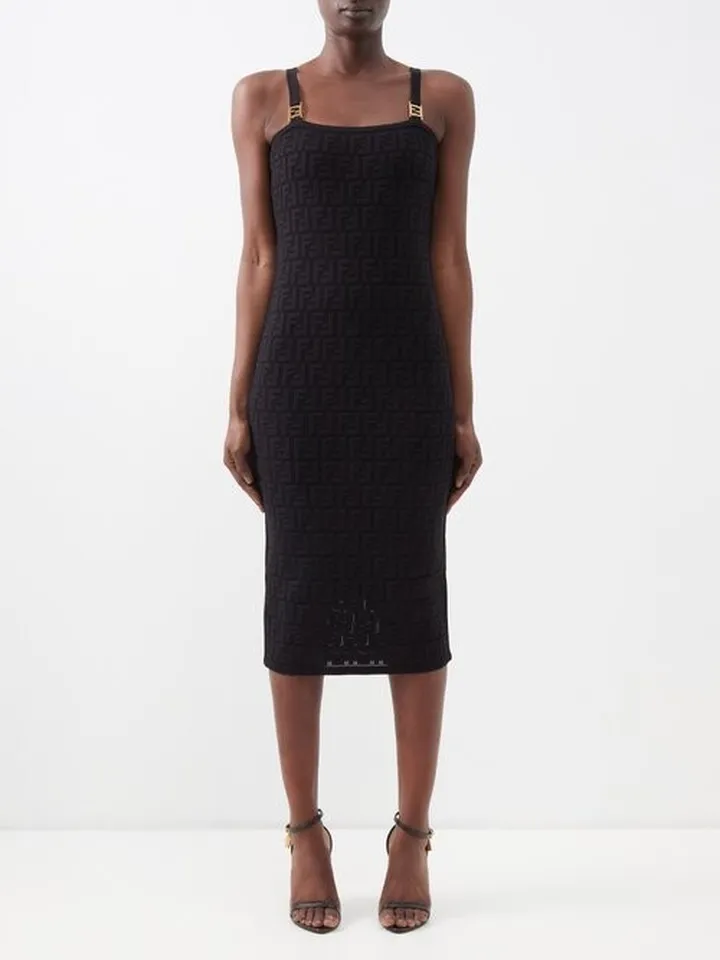 Logo-link Ff-jacquard Jersey Pencil Dress